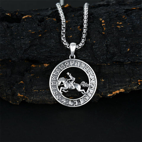 Sterling Silver Horse Viking Protection Pendant Necklace