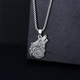 Sterling Silver Viking Wolf Pendant Necklace
