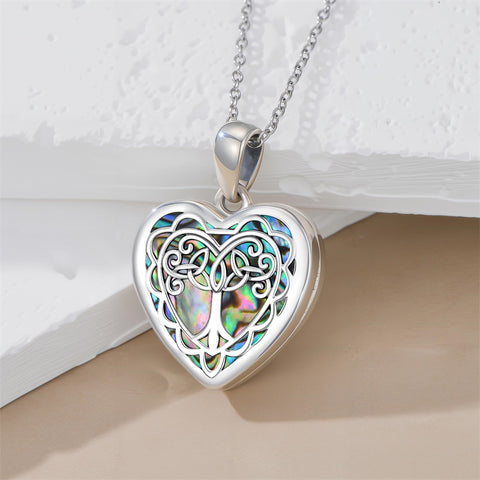 Sterling Silver Abalone Shell Tree of Life Photo Locket Necklace