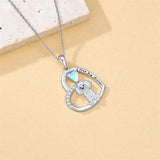 Sterling Silver Moonstone Pug Chihuahua Poodle German Shepherd Maltese Pendant Necklace Engraved wth I Love You Forever