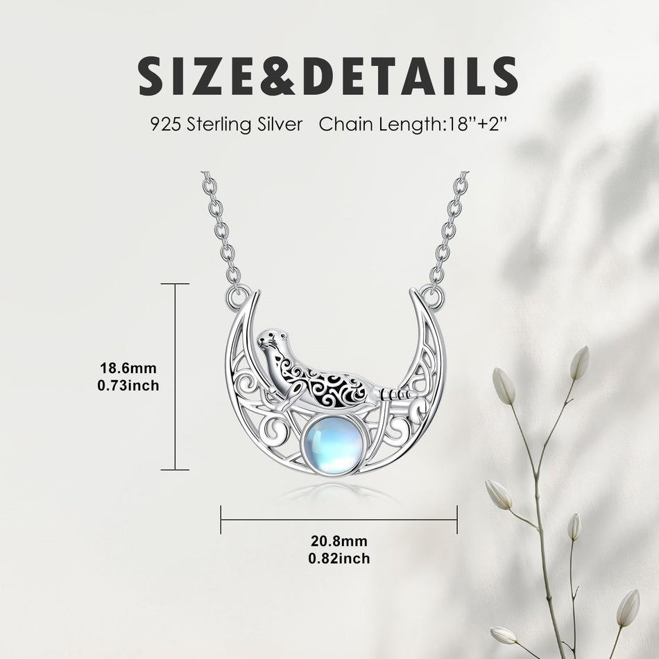 Sterling Silver Moonstone Celtic Knot Raccoon Otter Pig Dolphin Cow Pendant Necklace Birthday Mother's Day Gift