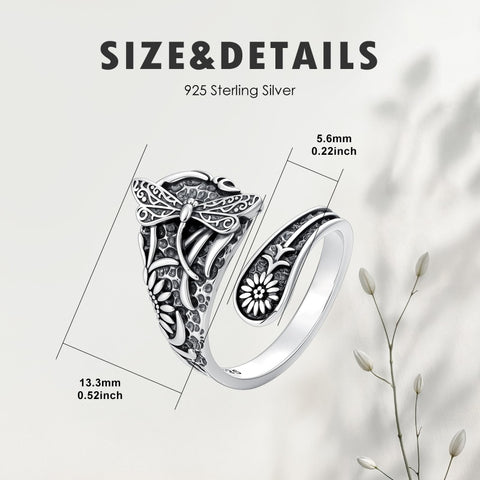 Sterling Silver Turquoise Hummingbird Butterfly Sunflower Adjustable Spoon Ring