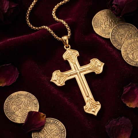 10K 14K 18K Gold Cross Pendant Necklace Religious Jewelry Gifts for Men and Women