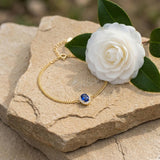 14K Gold Plated Halo Oval Birthstone Cuban Chain Bracelets for Her