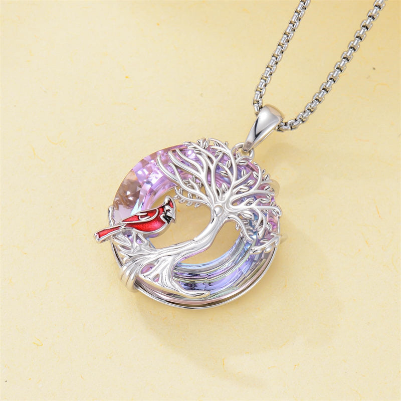 Sterling Silver Crystal Tree of Life Cardinal  Cat Hummingbird Dog Dragonfly Eagle Pendant Necklace