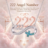 Sterling Silver Turquoise & Zirconia Infinity  111 222 333 444 777 Angel Number Pendant Necklace for Women
