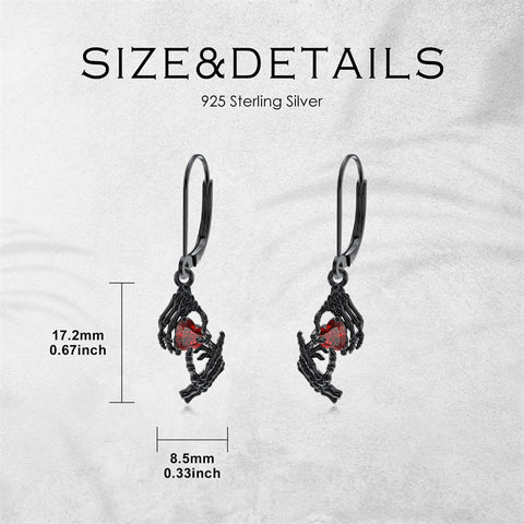 Sterling Silver Cubic Zircon Skull Leverback Earrings
