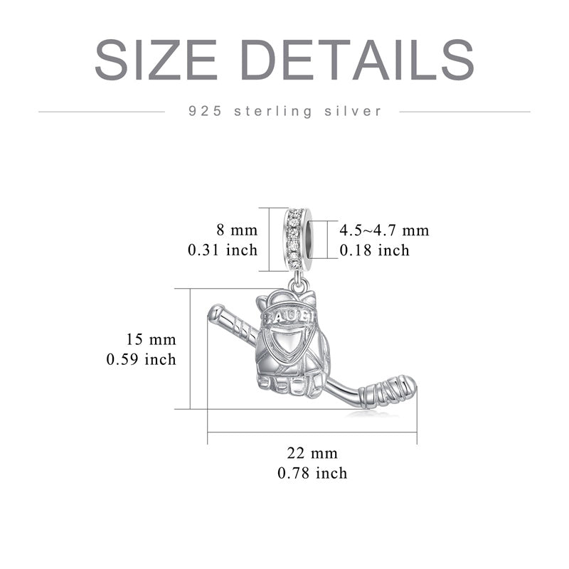 Sterling Silver Hockey Charm Beads