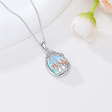 Sterling Silver Moonstone Teardrop Father Daughter Mother Daughter Pendant Necklace
