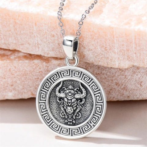 Sterling Silver  Bull Pendant Necklace