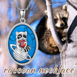 Sterling Silver Turquoise Raccoon Pendant Necklace