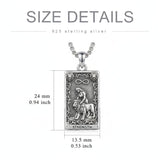 Sterling Silver Tarot Card Pendant  Necklace for Men Gothic Amulet Jewelry