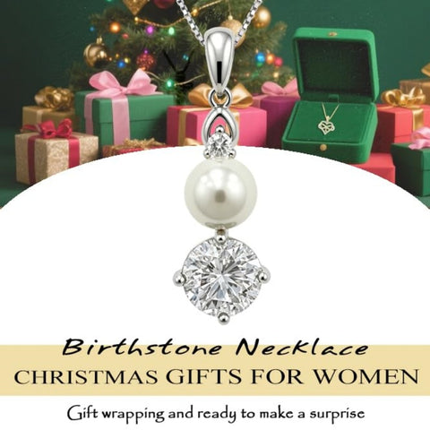 14K Gold Plated Birthstone 8MM  Round Pearl Pendant Necklace for Women