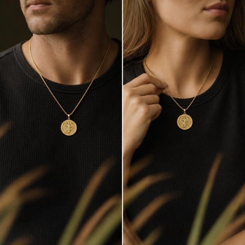 Patron Saint Medal Gold Plated Catholic Pendant Christian Religious Necklace Amulet Jewelry