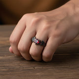 Sterling Silver 10K 14K 18K Gold 2-5CT Heart  Birthstone  Gothic Skeleton Halloween Skull Bat Ring