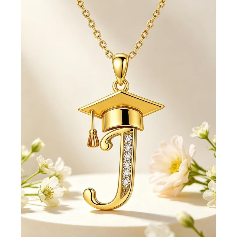 Initial  Graduation 14K Gold Plated Inspiring Grad Pendant Necklace Graduations Jewelry Gifts
