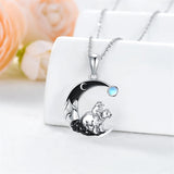 Sterling Silver Mama Bear with Cubs Pendant Necklace