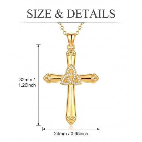 14K Gold Plated Cross Necklace for Women