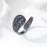 Sterling Silver Skull Couple Adjustable Spoon Ring