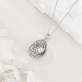 Sterling Silver Birthstone Teardrop Tree of Life Pendant Necklace