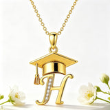 Initial  Graduation 14K Gold Plated Inspiring Grad Pendant Necklace Graduations Jewelry Gifts