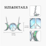 Sterling Silver Moonstone Peace Sign  Pendant Necklace