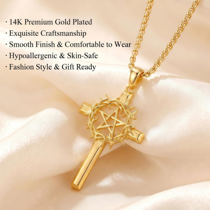 14K Gold Plated Cross Pendant Necklace Christian Jewelry Gifts
