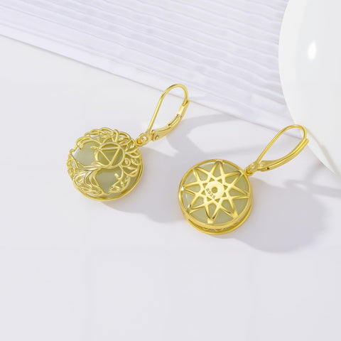 14K Gold Plated Natural Jade  Earrings for Women Good Fortune Jewelry Birthday Mother's Day Gifts