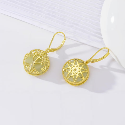 14K Gold Plated Natural Jade  Earrings for Women Good Fortune Jewelry Birthday Mother's Day Gifts