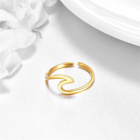 10K Yellow Gold Wave Adjustable Ring