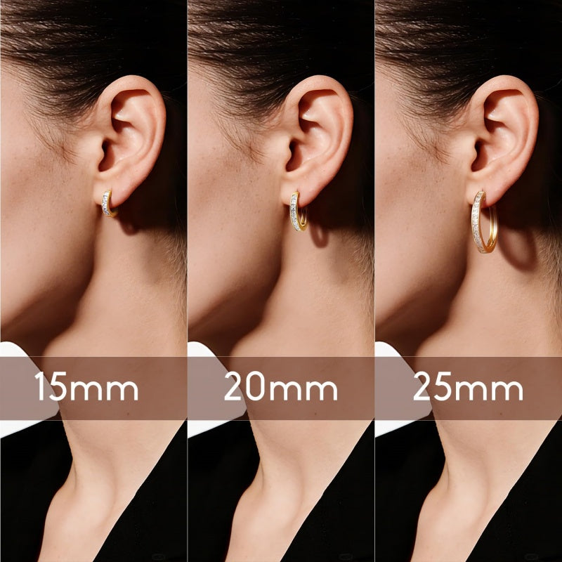 14K Gold Plated Cubic Zircon Hoop Earrings for Women