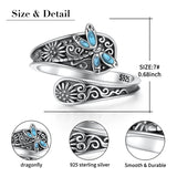 Sterling Silver Oxidized Dragonfly Butterfly Hummingbird Sea Turtle Anchor CrossTree of Life Sunflower Spoon Ring