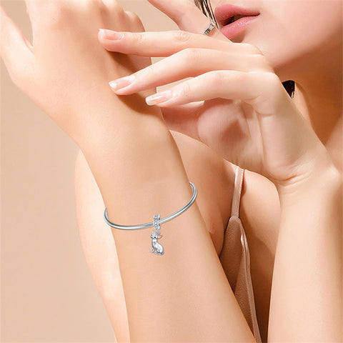 Sterling Silver Cubic Zirconia Yorkshire Boston Terrier Chihuahua Dachshund  Bead Charms