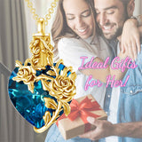 Sterling Silver Heart Crystal Rose Urn Necklaces for Ashes for Women