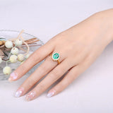 14K Yellow Gold Plated Birthstone Halo Engagement Rings for Women