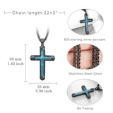 14K Gold Plated Turquoise Malachite Abalone Shell Cross Pendant Necklace for Men