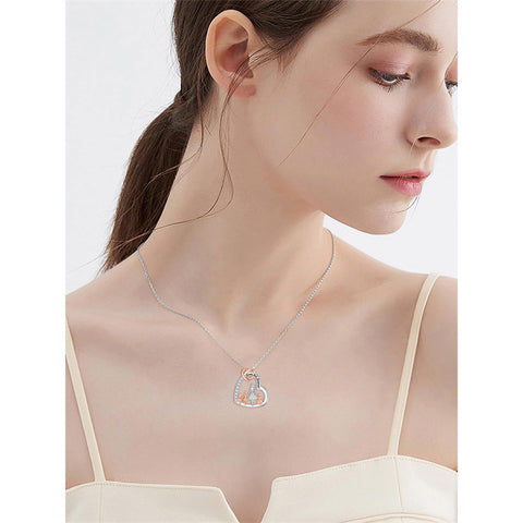 Sterling Silver Mother and 2/3/4 Daughter Heart Pendant Necklace Engraved with Love You Forever