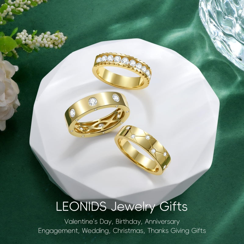 14K Gold Plated Moissanite or Lab-Grown Emerald Dainty Eternity Wedding Rings Birthday Jewelry for Her