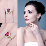 14K Yellow Gold Plated Birthstone Halo Engagement Rings for Women