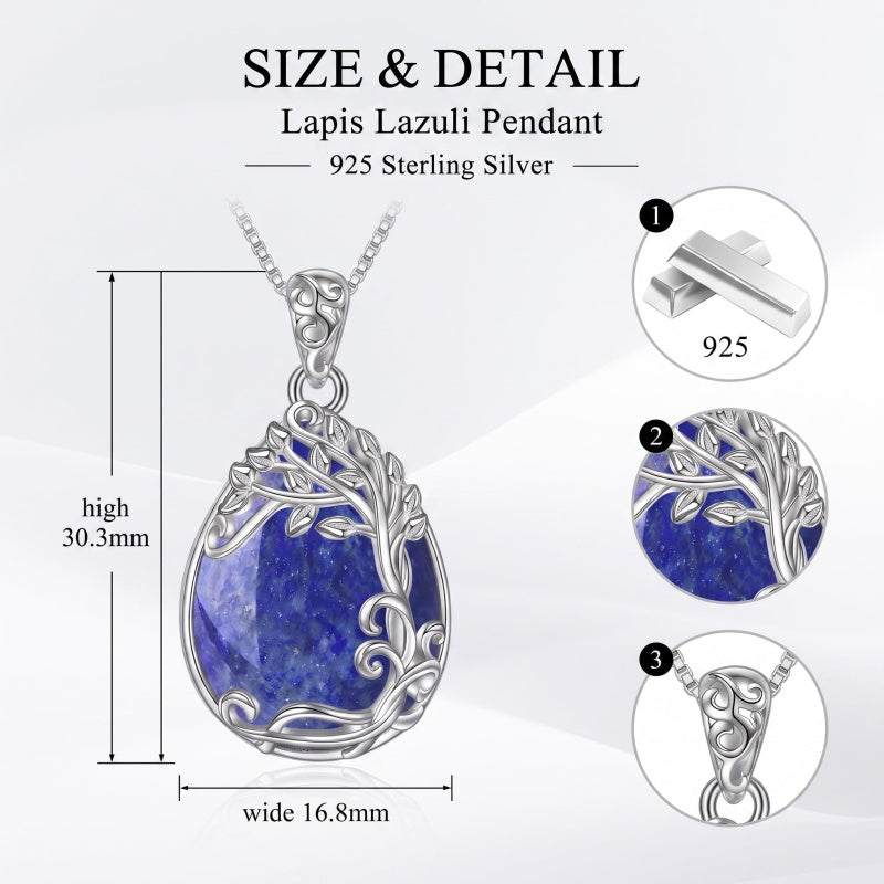 14K Gold Plated Teardrop Tree of Life Necklace for Women