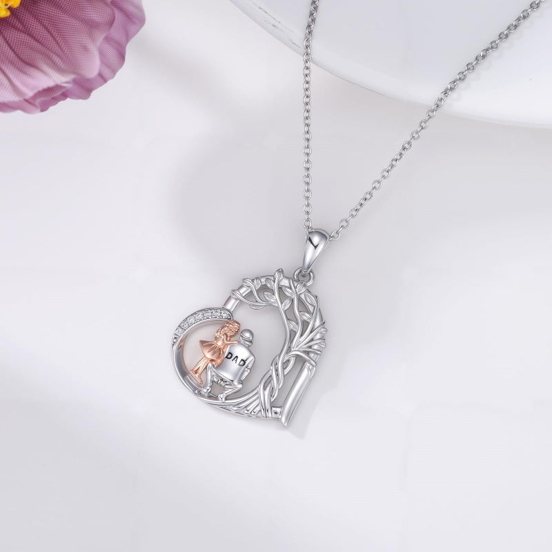 Sterling Silver Tree of Life Father Daughter Sister Pendant Necklace for Women Christmas Gift