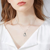 Sterling Silver Moss Agate Moon Otter Pendant Necklace