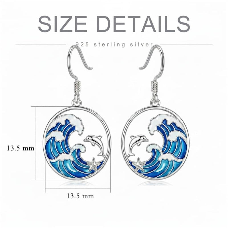 Sterling Silver Dolphin Dangle Earrings