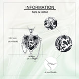 Sterling Silver Gothic Witches Heart Pendant Necklace