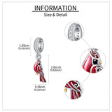 Sterling Silver Red Cardinal Bird Charm Beads