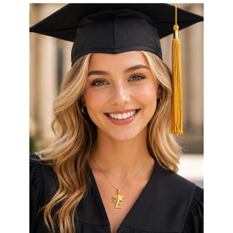Initial  Graduation 14K Gold Plated Inspiring Grad Pendant Necklace Graduations Jewelry Gifts