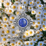 Sterling Silver Turquoise Moonstone Moss Agate Lapis Lazuli Daisy Pendant Necklace