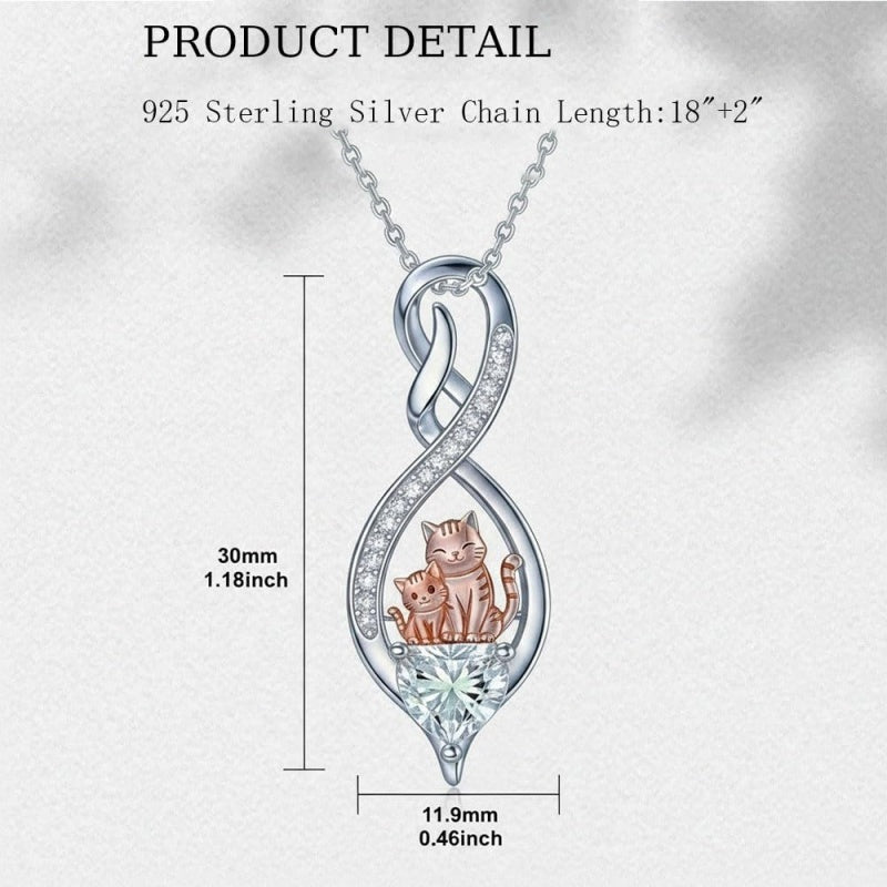 Sterling Silver 12 Month Birthstone Infinity Heart Animal Pendant Necklace Christmas Birthday Jewelry Gift
