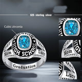 Sterling Silver Personalized Birthstone Engraved 2026 High School College Graduation Class Ring