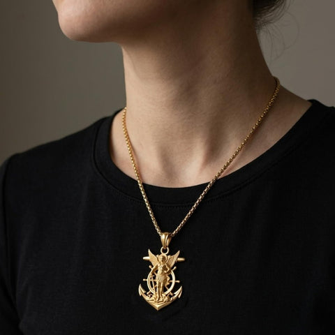 Christian Religious Medal Amulet 14K Gold Plated Pendant  Necklace